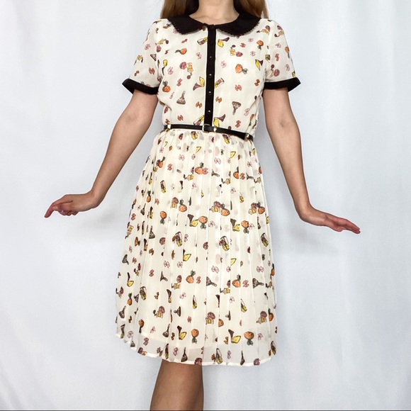 Modcloth Peter Pan Collar Mod Dress S Retro Whimsical - Picture 2 of 10